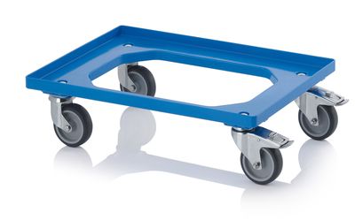 Onderwagen Rolplateau Trolley Blauw 4 zwenkwielen 2 met rem